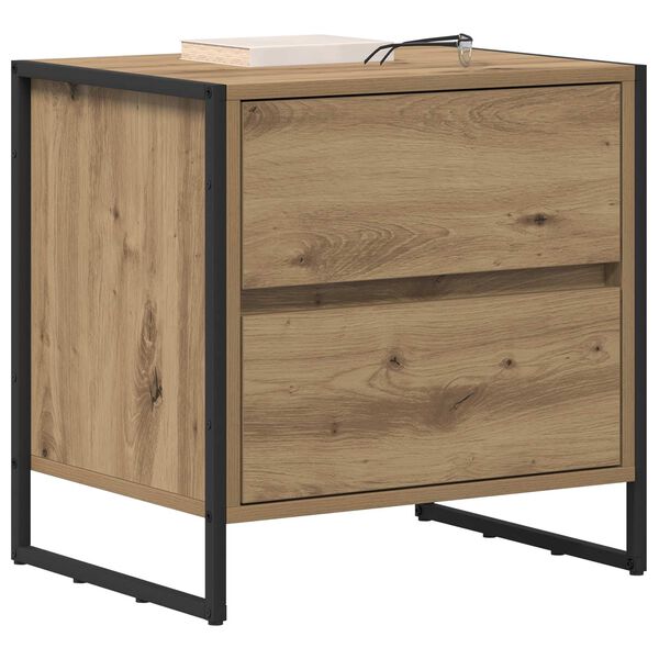 vidaXL Table de chevet avec tiroir Ch&ecirc;ne artisan 50 x 39,5 x 50 cm