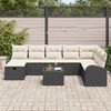 vidaXL Ensemble de canapé de jardin avec coussin 9 pcs Noir Poly rotin