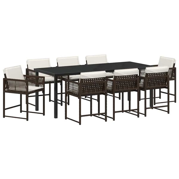 vidaXL Ensemble de salle &agrave; manger pour jardin 9 pcs Marron polyrotin