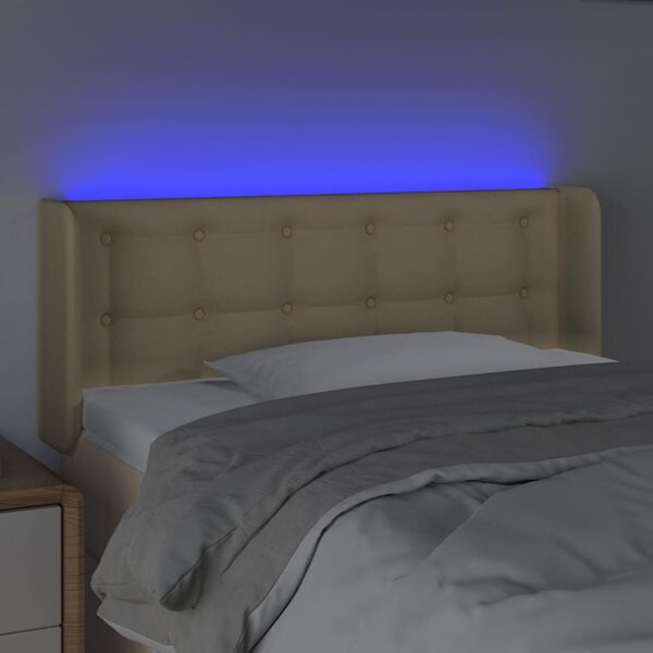 vidaXL T&ecirc;te de lit &agrave; LED Cr&egrave;me 83x16x78/88 cm Tissu