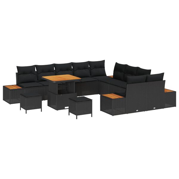 vidaXL Ensemble de canap&eacute; de jardin 13 pcs Noir polyrotin