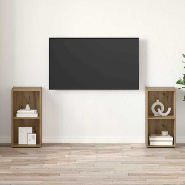 vidaXL Ensemble meuble TV 2 pcs Ch&ecirc;ne artisanal 72 x 35 x 36,5 cm