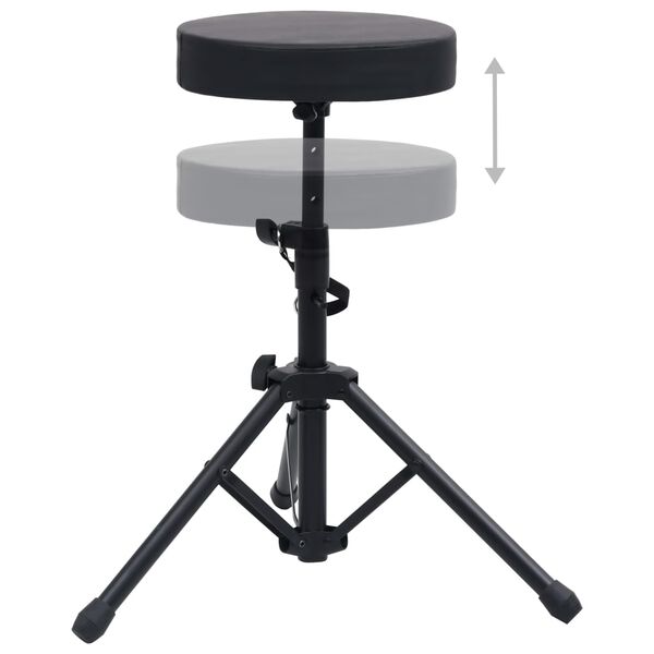 vidaXL Tabouret &agrave; tambour r&eacute;glable Noir Rond