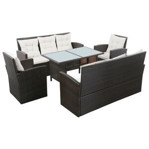 vidaXL Salon de jardin 5 pcs avec coussins r&eacute;sine tress&eacute;e marron