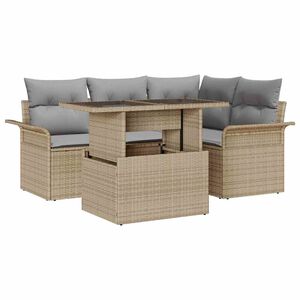 vidaXL Ensemble de canap&eacute; de jardin 5 pcs Beige Poly rotin
