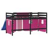 vidaXL Lit mezzanine enfants avec rideaux sans matelas rose 90x190 cm
