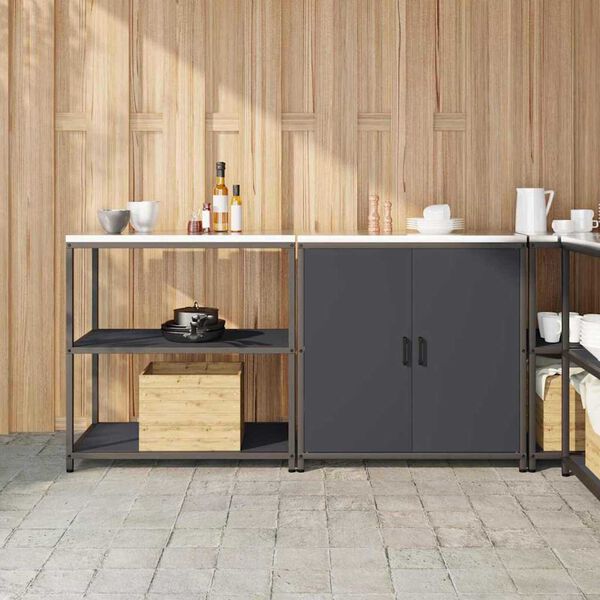 vidaXL Ensemble de rangement cuisine avec &eacute;tag&egrave;re 2 pcs Anthracite
