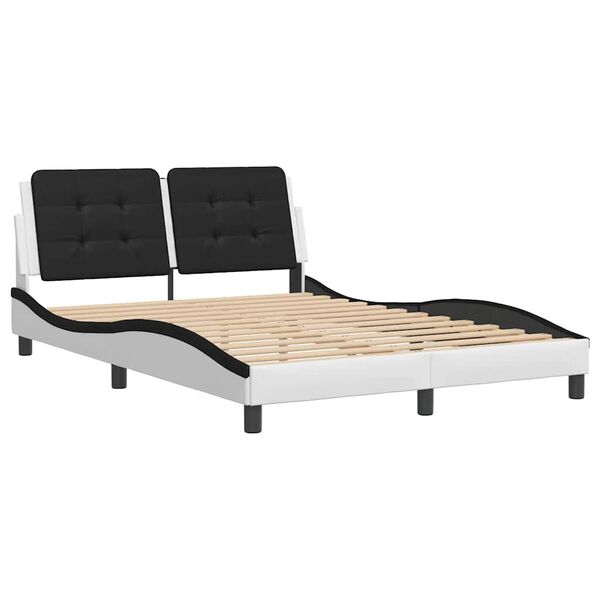 vidaXL Cadre de lit sans matelas Zadar blanc et noir 120x200 cm similicuir