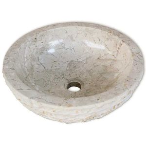 vidaXL Lavabo Marbre 40 cm Cr&egrave;me