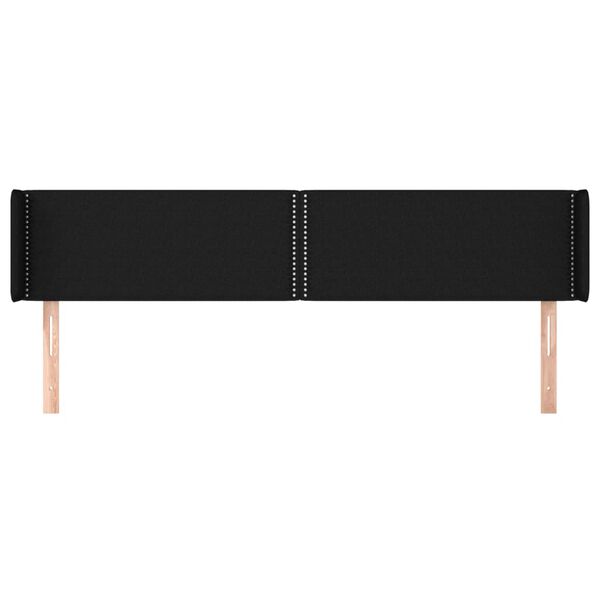 vidaXL T&ecirc;te de lit avec oreilles Noir 203x16x78/88 cm Tissu
