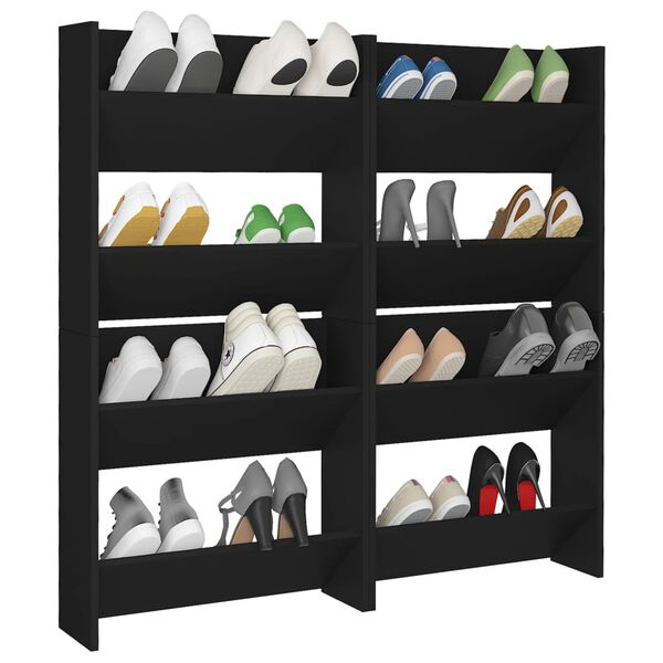 vidaXL Armoires &agrave; chaussures murales 4 pcs noir bois d'ing&eacute;nierie