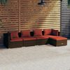 vidaXL Salon de jardin 5 pcs avec coussins r&eacute;sine tress&eacute;e marron