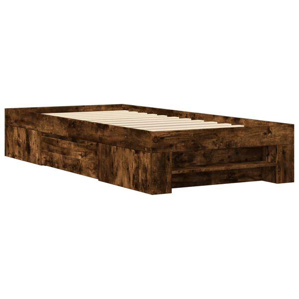 vidaXL Cadre de lit sans matelas ch&ecirc;ne fum&eacute; 90x190cm bois d'ing&eacute;nierie