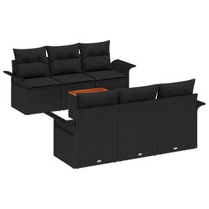 vidaXL Ensemble de canap&eacute; de jardin 7 pc Noir polyrotin