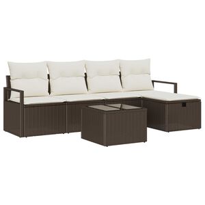 vidaXL Ensemble de canap&eacute; de jardin 6 pcs Marron Poly rotin