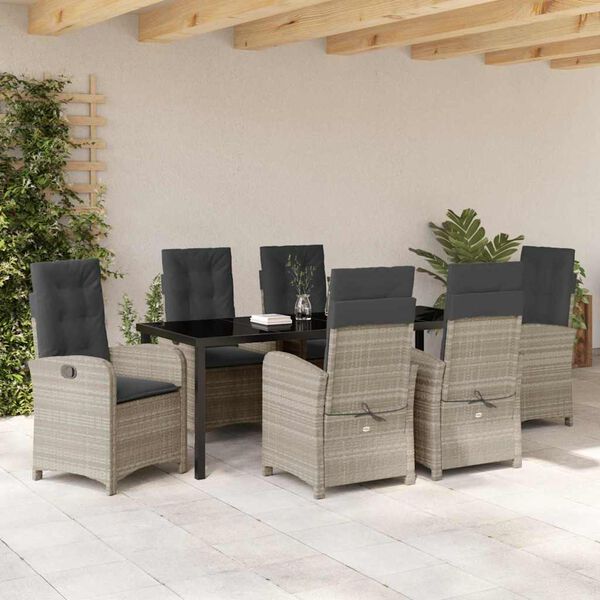vidaXL Ensemble de salle &agrave; manger pour jardin 7 pcs Gris clair