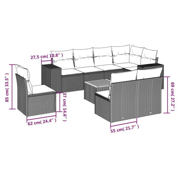 vidaXL Salon de jardin avec coussins 9 pcs beige r&eacute;sine tress&eacute;e