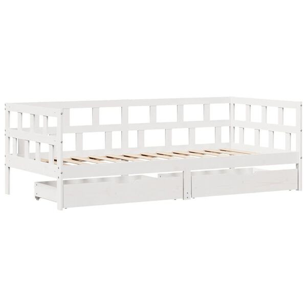 vidaXL Lit de jour et tiroirs sans matelas blanc 80x200 cm bois massif