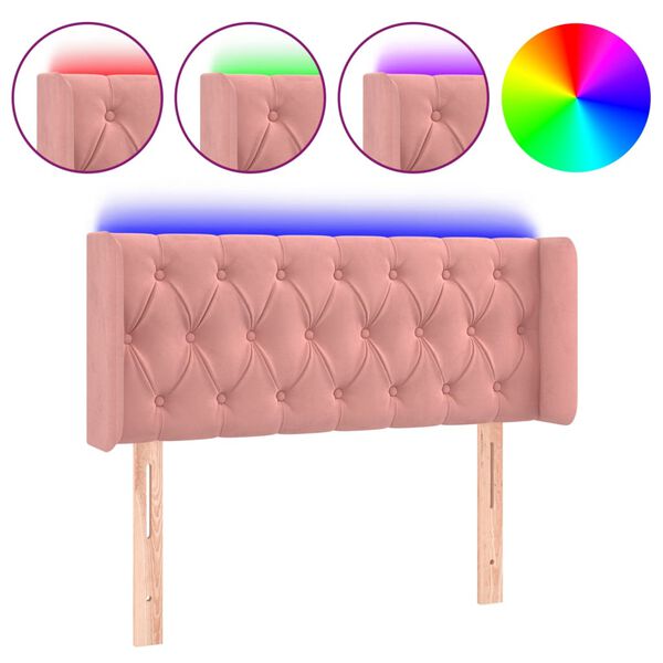 vidaXL T&ecirc;te de lit &agrave; LED Rose 103x16x78/88 cm Velours