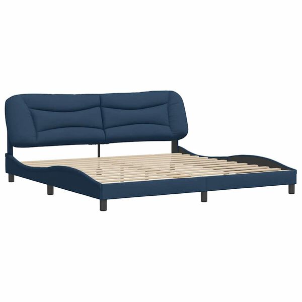 vidaXL Cadre de lit sans matelas Hvar bleu 200x200 cm tissu
