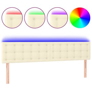 vidaXL T&ecirc;te de lit &agrave; LED Cr&egrave;me 180x5x78/88 cm Similicuir