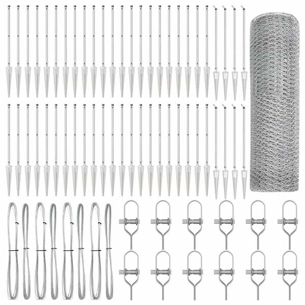 vidaXL Poteau de clôture. Argenté 100 x 0,4 m (maillage de 25 mm)