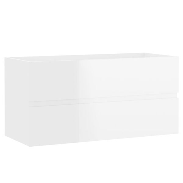vidaXL Armoire d'&eacute;vier Blanc brillant 90x38,5x45 cm Bois d'ing&eacute;nierie