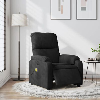 vidaXL Fauteuil inclinable de massage électrique noir tissu microfibre