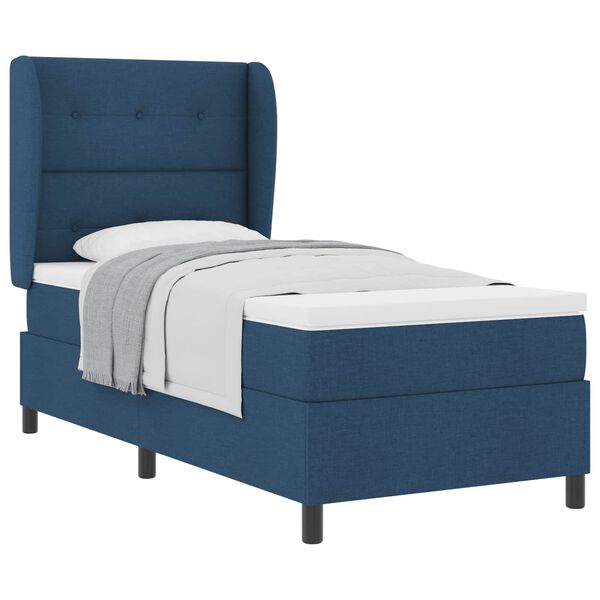 vidaXL Lit &agrave; ressorts avec matelas Bleu 100 x 200 cm tissu
