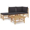 vidaXL Salon de jardin 4 pcs avec coussins gris fonc&eacute; bambou