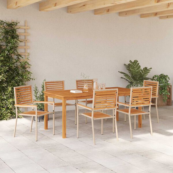 vidaXL Ensemble de salle à manger pour jardin 7 pcs Beige