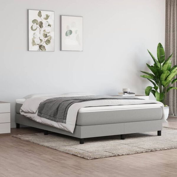 vidaXL Cadre de lit &agrave; ressorts gris clair 140x190 cm tissu