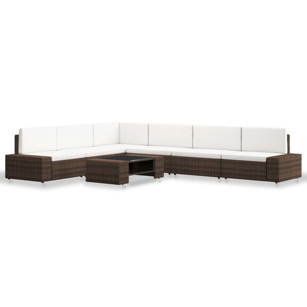 vidaXL Salon de jardin 7 pcs R&eacute;sine tress&eacute;e Marron