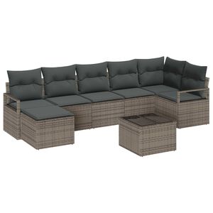 vidaXL Ensemble de Canap&eacute;s 8 pc Gris clair polyrotin