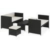 vidaXL Salon de jardin 5 pcs avec coussins R&eacute;sine tress&eacute;e Noir