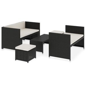 vidaXL Salon de jardin 5 pcs avec coussins R&eacute;sine tress&eacute;e Noir