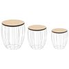 vidaXL Ensemble de table basse Contreplaqu&eacute; de peuplier Fer 3 pcs