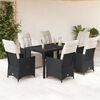 vidaXL Ensemble &agrave; manger de jardin coussins 7pcs Noir R&eacute;sine tress&eacute;e