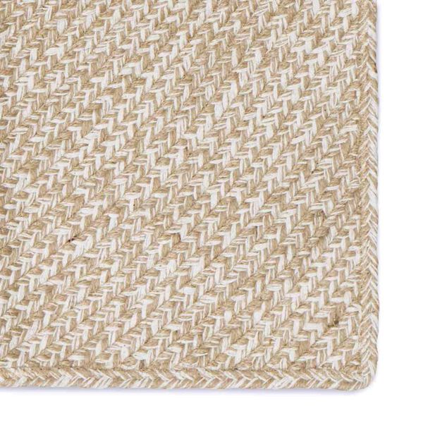 vidaXL Tapis de surface Carr&eacute; Naturel et Blanc 200 x 200 cm Jute