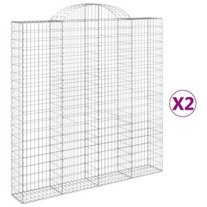 vidaXL Paniers &agrave; gabions arqu&eacute;s 2 pcs 200x30x200/220 cm fer galvanis&eacute;