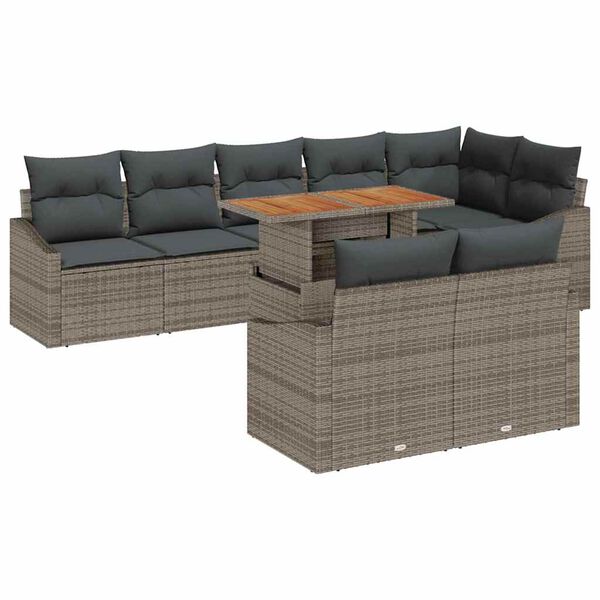 vidaXL Ensemble de canap&eacute; de jardin 9 pcs Gris Poly rotin