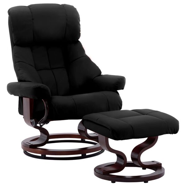 vidaXL Fauteuil inclinable et repose-pied Noir Similicuir bois courb&eacute;