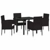vidaXL Ensemble de salle &agrave; manger pour jardin 5 pcs Noir polyrotin