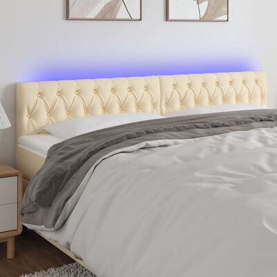 vidaXL Tête de lit à LED Crème 180x7x78/88 cm Tissu