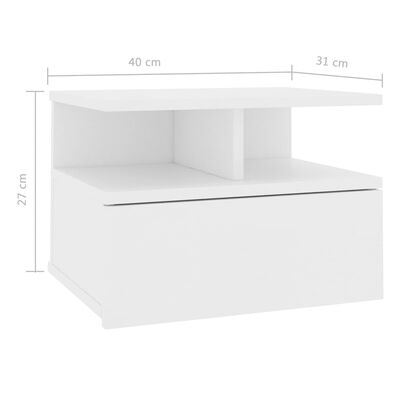 vidaXL Tables de chevet flottantes 2 pcs Blanc 40x31x27 cm Aggloméré