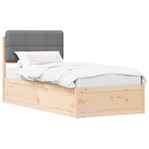 vidaXL Cadre de lit avec t&ecirc;te de lit rembourr&eacute;e Gris clair 75 x 190 cm