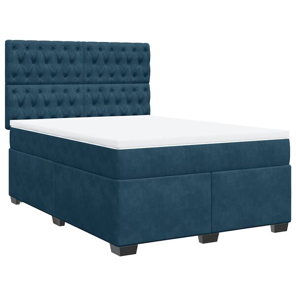 vidaXL Sommier &agrave; lattes de lit et matelas bleu 140x200 cm velours