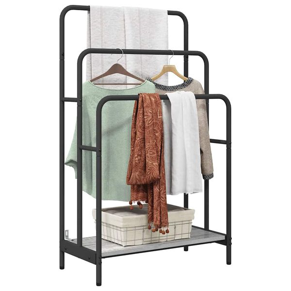 vidaXL Porte-v&ecirc;tements avec &eacute;tag&egrave;re Gris Sonoma 60 x 30 x 100,5 cm