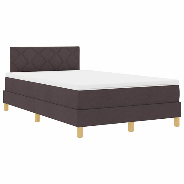 vidaXL Lit &agrave; ressort LED avec matelas Marron fonc&eacute; 120 x 200 cm tissu