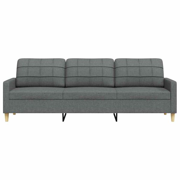 vidaXL Canap&eacute; &agrave; 3 places Gris fonc&eacute; 210 cm Tissu